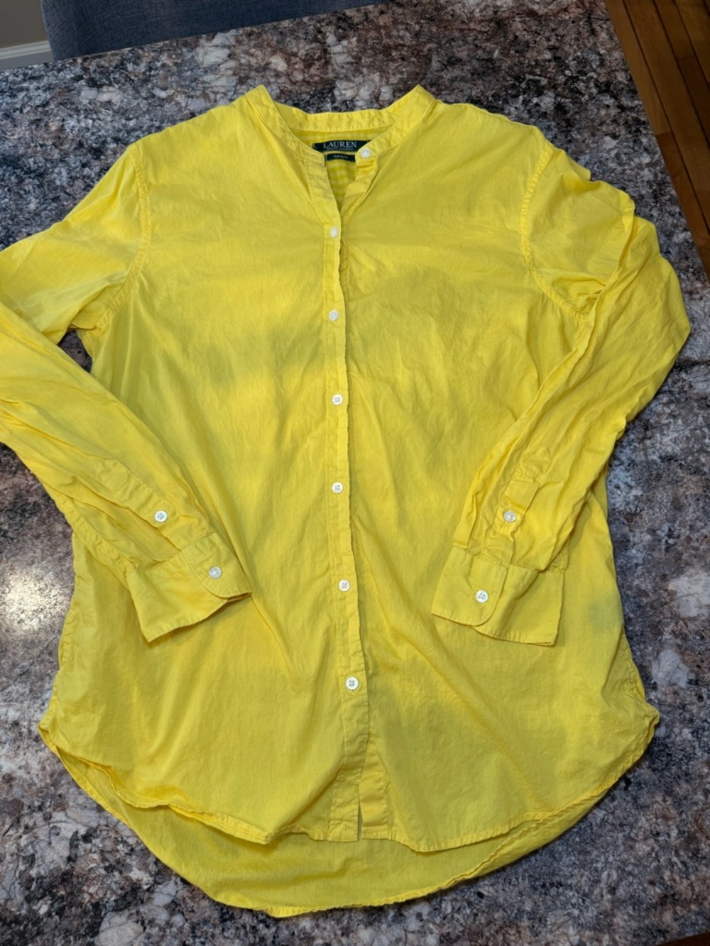 Ralph Lauren Yellow Button-Front Denim Top - Picture 2 of 6